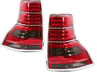 Стопы диодные Toyota Land Cruiser Prado 150 2 темные полосы (красные+дымчатые + хром)