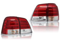 Стопы диодные на Toyota Land Cruiser 200 (стиль Lexus LX570) красный + хрусталь