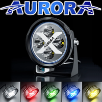 Светодиодная фара Aurora ALO-R4T3-EQ 4 диода 40 ватт БЛИЖНИЙ + ПОДСВЕТКА(RGB)