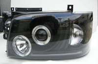 Фары (оптика) тюнинг на Toyota Hiace H200 2005-2010 (черные и хром)